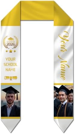 Dicodes Custom Graduation Stole Class of 2026 Personalized Graduation Sash Graduation Gift and Keepsake with Photo Text by Dicodes
