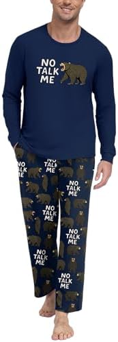 PrinStory Men's Pajama Sets Loungewear Sleepwear Pjs Lightweight Long Sleeve Shirts & Bottoms Soft Comfy Sleep Sets S-2XL by PrinStory