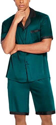 Ekouaer Men Silk Pajamas Set 2 Pieces Satin Pj Button Down Loungewear Sets - Image 4