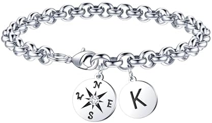 2026 Graduation Gift for Her - Compass Graduation Bracelet Class of 2026 Initial Charm Bracelet Inspirational Masters Degree Preschool High School College Graduation Gift for Her by JIAOGE