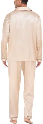 SWOMOG Mens Silk Satin Pajamas Set Long Sleeve Sleepwear Button-Down Pj Two-piece Loungewear with Long Pants S-XXL - Image 6