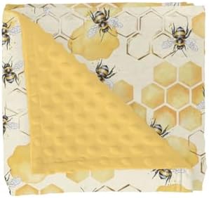 Honeycomb Bees Baby Blankets for Girl Boy Yellow Bee Honey Soft Mink Dotted Backing Double Layer Swaddle Blanket Spring Summer Bed Throws for Newborn Infant Toddler Nursery 30x40 by GrowhappyGrowhealthy