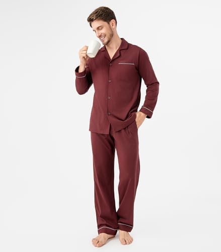 DAVID ARCHY Men's Pajama Set, Premium Combed Cotton Long Sleeve Sleepwear - Image 5