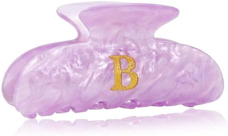 Acrylic Letter Hair Clips for Women -Purple Monogram Hair Claw Alphabet Large Hair Clip, Fashion Glitter Claw Clips Elegant And Durable Hair Accessory, Letter B by Fohufo