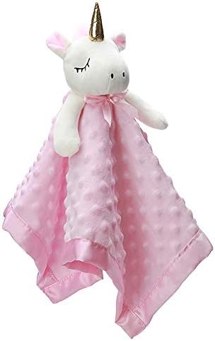Pro Goleem Unicorn Loveys for Babies Soft Plush Pink Security Blanket for Girls Snuggle Toy Stuffed Animal Lovies for Babies Baby Girl Gifts for Newborn, Infant and Toddler, 16 Inch by ProGoleem