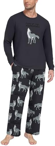 PrinStory Men's Pajama Sets Loungewear Sleepwear Pjs Lightweight Long Sleeve Shirts & Bottoms Soft Comfy Sleep Sets S-2XL by PrinStory