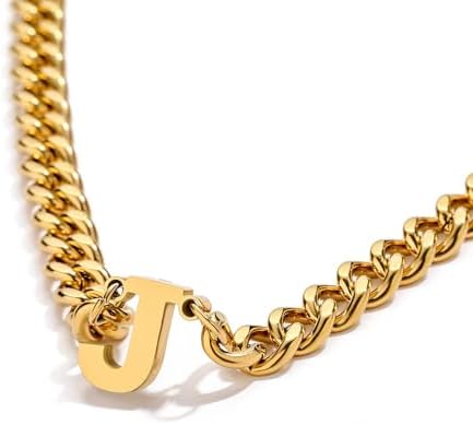 DuoDiner 18+2" Initial Necklace for Men Boys Gifts A-Z Cuban Link Chain by Duodiner