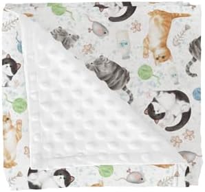 Cute Cat Baby Blankets for Girl Boy Watercolor Cat Mouse Toy Balls Neutral Soft Mink Dotted Backing Double Layer Swaddle Blanket Cats Lovers Gift Bed Throws for Newborn Toddler Crib Stroller 30x40 by GrowhappyGrowhealthy