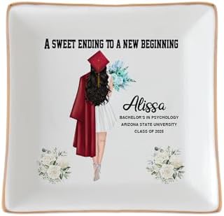Personalized Jewelry dish graduation gifts for her 2025, A Sweet Ending to a New Beginning, Gifts for Best Friend 03 by Unknown