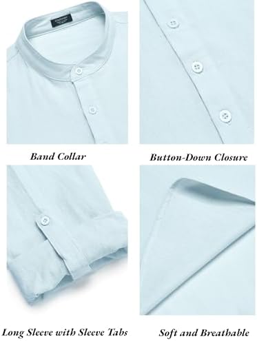 COOFANDY Men’s 2 Piece Cotton Linen Set Casual Beach Outfits Long Sleeve - Image 4