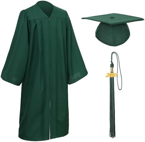 Unisex Matte Graduation Cap and Gown Tassel Package for High School and Bachelor by DDODOU