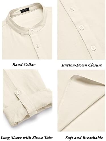 COOFANDY Men’s 2 Piece Cotton Linen Set Casual Beach Outfits Long Sleeve - Image 4