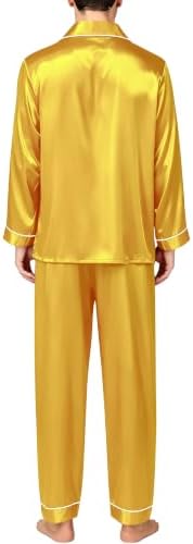 SWOMOG Mens Silk Satin Pajamas Set Long Sleeve Sleepwear Button-Down Pj Two-piece Loungewear with Long Pants S-XXL - Image 6