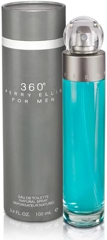 Perry Ellis 360° Eau De Toilette Spray for Men - Mens Cologne, Long Lasting Perfume, EDT, Fragrance with Notes of Bergamot, Juniper & Musk - 3.4 fl oz (100 mL) by PerryEllis