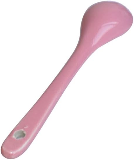 Pink 6 pcs Porcelain Egg Spoons Ceramic Spoons 4.7 inch Coffee Dessert Yogurt Tea Milky Tea