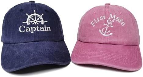 Embroidered Captain & First Mate Baseball Caps Set for Men Women by Enodtter