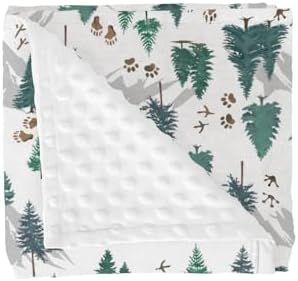 Vintage Trees Paw Mountain Baby Blankets for Girl Boy Pine Trees Animal Tracks Soft Mink Dotted Backing Double Layer Swaddle Receiving Blanket Toddler Nature Wildlife Nursery Bed Blanket Crib 30x40 by GrowhappyGrowhealthy