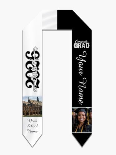 Personalized Graduation Stole Sash Custom Class of 2026 Congratulation Graduation Gifts with Photo by AUBAO