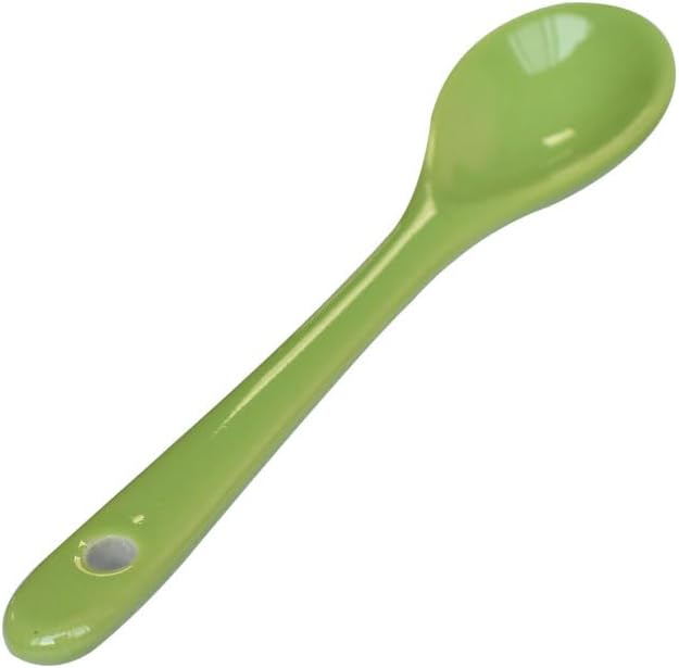 Green 6 pcs Porcelain Egg Spoons Ceramic Spoons 4.7 inch Coffee Dessert Yogurt Tea Milky Tea
