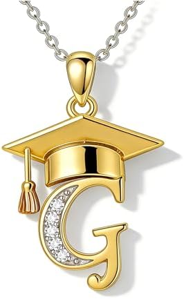 Graduation Gifts for Women, 18K Gold Graduation Initial Necklace A-Z, Inspiring Grad Pendant Necklace Present, College Seniors High School Graduations Jewelry Gifts by VyrnissJewelry