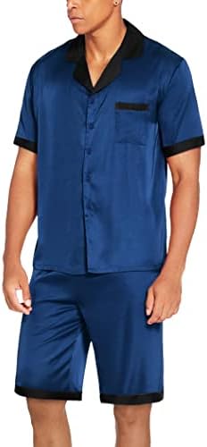 Ekouaer Men Silk Pajamas Set 2 Pieces Satin Pj Button Down Loungewear Sets - Image 3
