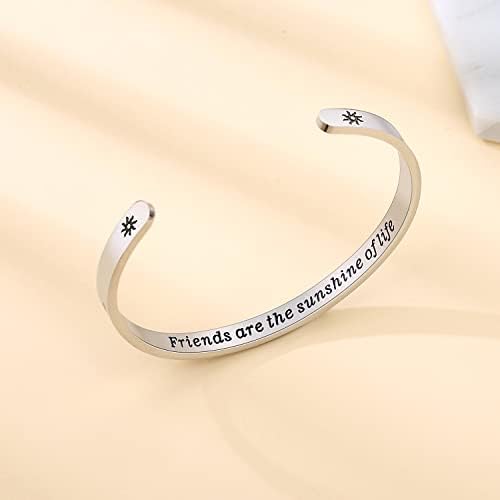 TONY & SANDY Inspirational Bracelets for Women Teen Girls Personalized Gifts for Daughter Granddaughter Mom Sister Friends Stainless Steel Engraved Cuff Birthday Easter Christmas - Image 2