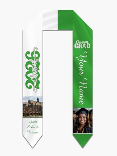 Personalized Graduation Stole Sash Custom Class of 2026 Congratulation Graduation Gifts with Photo by AUBAO