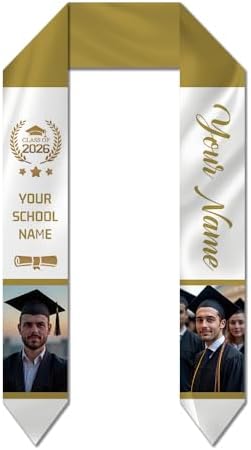 Dicodes Custom Graduation Stole Class of 2026 Personalized Graduation Sash Graduation Gift and Keepsake with Photo Text by Dicodes