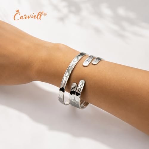 Carviell Bracelets for Women – 100+ Meaningful Engraved Messages – Solid 316L Surgical Stainless Steel Cuff Bracelet – Gift Ready - Image 5