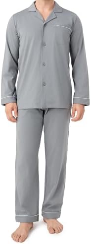 DAVID ARCHY Men's Pajama Set, Premium Combed Cotton Long Sleeve Sleepwear by DAVIDARCHY