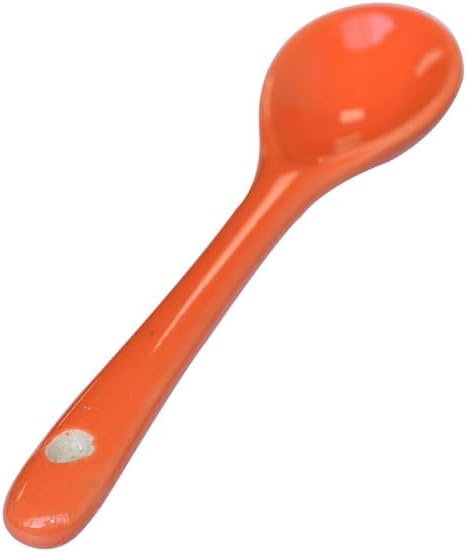 Orange 6 pcs Porcelain Egg Spoons Ceramic Spoons 4.7 inch Coffee Dessert Yogurt Tea Milky Tea