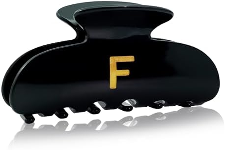 Acrylic Letter Hair Clips for Women Girl - Black Monogram Hair Claw Alphabet Large Hair Clip, Fashion Glitter Claw Clips Elegant And Durable Hair Accessory Teen Girl Gifts, Letter F by Fohufo