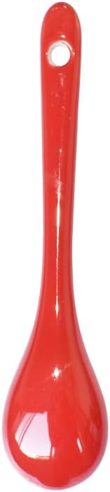 Red 6 pcs Porcelain Egg Spoons Ceramic Spoons 4.7 inch Coffee Dessert Yogurt Tea Milky Tea
