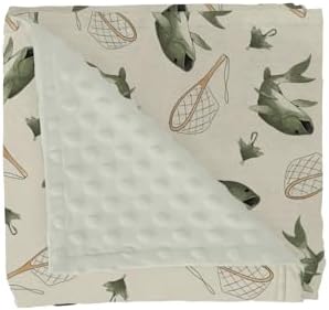 Gone Fishing Baby Blankets for Girl Boy Vintage Bass Fishes Net Lake Soft Mink with Dotted Backing Double Layer Swaddle Receiving Blanket for Toddler Nursery Fishing Lovers Gift Bed Blanket 30x40 by GrowhappyGrowhealthy
