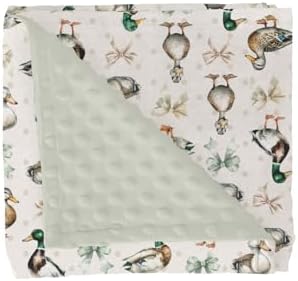Vintage Duck Bows Floral Baby Blankets for Girl Boy Green Mallard Ducks Soft Mink Dotted Backing Double Layer Swaddle Receiving Blanket Hunting Duck Bird Bed Throws for Newborn Toddler Nursery 30x40 by GrowhappyGrowhealthy