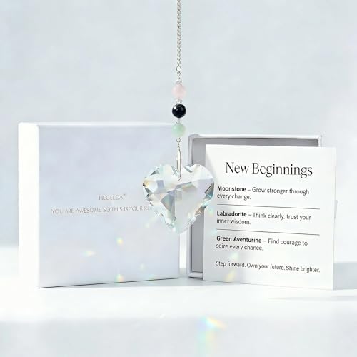 Hegelda Birthday Gifts for Women, Mom, Friend - Mothers Day Inspirational Gifts for Friends Her Coworkers Girlfriend Wife Mom Daughter Sister Aunt - Healing Crystals Heart Suncatcher for Window by HEGELDA