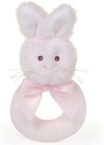 Bearington Collection Baby Lil’ Bunny, 5.5 Inch Pink Soft Stuffed Easter Bunny Rattle, Baby Easter Gifts by BearingtonCollection