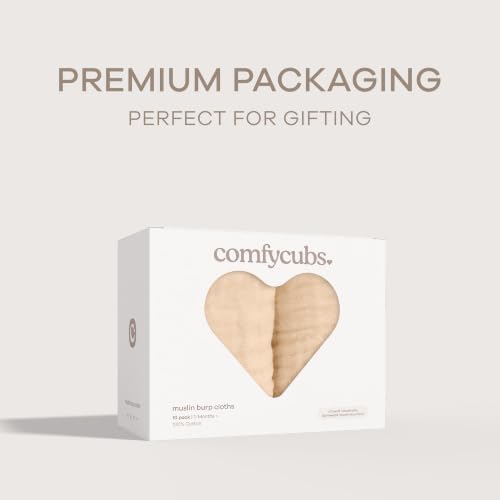 Comfy Cubs Muslin Burp Cloths 20x10" 10 Pack, Baby Burp Cloths - Cream - Image 6
