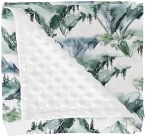 Watercolor Green Mountain Baby Blankets for Girl Boy Trees Mountains Neutral Soft Mink Dotted Backing Double Layer Swaddle Receiving Blanket Toddler Nature Adventure Nursery Bed Blanket Crib 30x40 by GrowhappyGrowhealthy