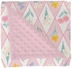 Wildflower Floral Patchwork Baby Blanket for Girl Boy Spring Flowers Grid Soft Mink Dotted Backing Double Layer Swaddle Blanket Garden Summer Florals Bed Throws for Newborn Toddler Crib 30x40 Pink by GrowhappyGrowhealthy