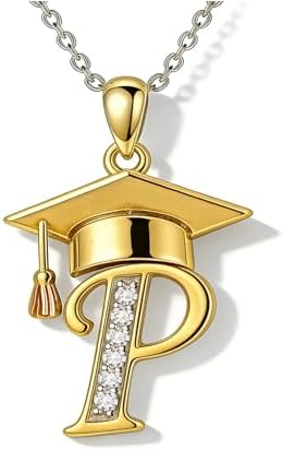 Graduation Gifts for Women, 18K Gold Graduation Initial Necklace A-Z, Inspiring Grad Pendant Necklace Present, College Seniors High School Graduations Jewelry Gifts by VyrnissJewelry