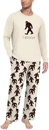 PrinStory Men's Pajama Sets Loungewear Sleepwear Pjs Lightweight Long Sleeve Shirts & Bottoms Soft Comfy Sleep Sets S-2XL by PrinStory