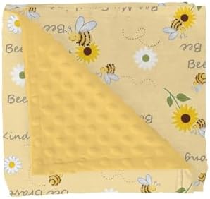 Sweet Bees Honey Baby Blankets for Girl Boy Yellow Bee Words and Sunflowers Soft Mink Dotted Backing Double Layer Swaddle Blanket Spring Summer Bed Throws for Newborn Infant Toddler Nursery 30x40 by GrowhappyGrowhealthy