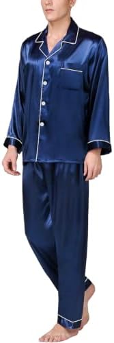 SWOMOG Mens Silk Satin Pajamas Set Long Sleeve Sleepwear Button-Down Pj Two-piece Loungewear with Long Pants S-XXL - Image 3