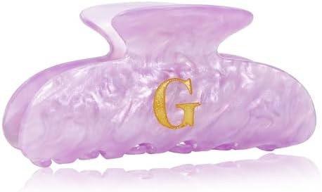 Acrylic Letter Hair Clips for Women - Purple Monogram Hair Claw Alphabet Large Hair Clip, Fashion Glitter Claw Clips Elegant And Durable Hair Accessory, Letter G by Fohufo