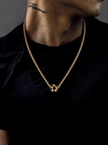 FaithHeart Sports Necklace for Men Women, Stainless Steel Gold Plated 3D Football/Soccer/Basketball/Volleyball Pendant Jewelry with Delicate Gift Packaging - Image 3