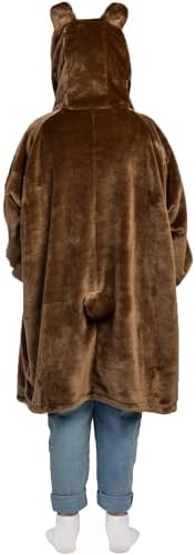 Waitu Bear Wearable Blanket Hoodie Funny Halloween Costumes Birthday Gifts for Women Men Boys Girls, Bear Hooded Blanket Flannel Zipper Hoodie Blanket Cute Gifts for Teens (Kid, Brown) - Image 2
