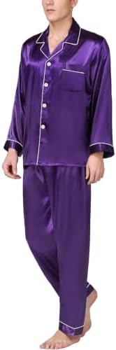 SWOMOG Mens Silk Satin Pajamas Set Long Sleeve Sleepwear Button-Down Pj Two-piece Loungewear with Long Pants S-XXL - Image 3