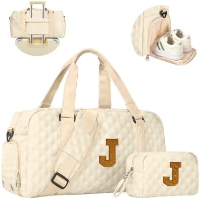 Initial Gym Bag, 20th 21st 25th 30th 40th Birthday Gifts Women Weekend Bag by Elilier