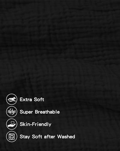 Pro Goleem Muslin Pack n Play Sheets for Boys and Girls, Soft Breathable Cotton Fitted Mini Crib Sheets, Neutral Baby Sheets for Playard Mattress, 1 Pack (Black) - Image 2